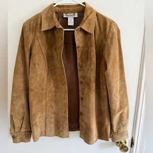 Alfani Petite Leather Jacket in Camel